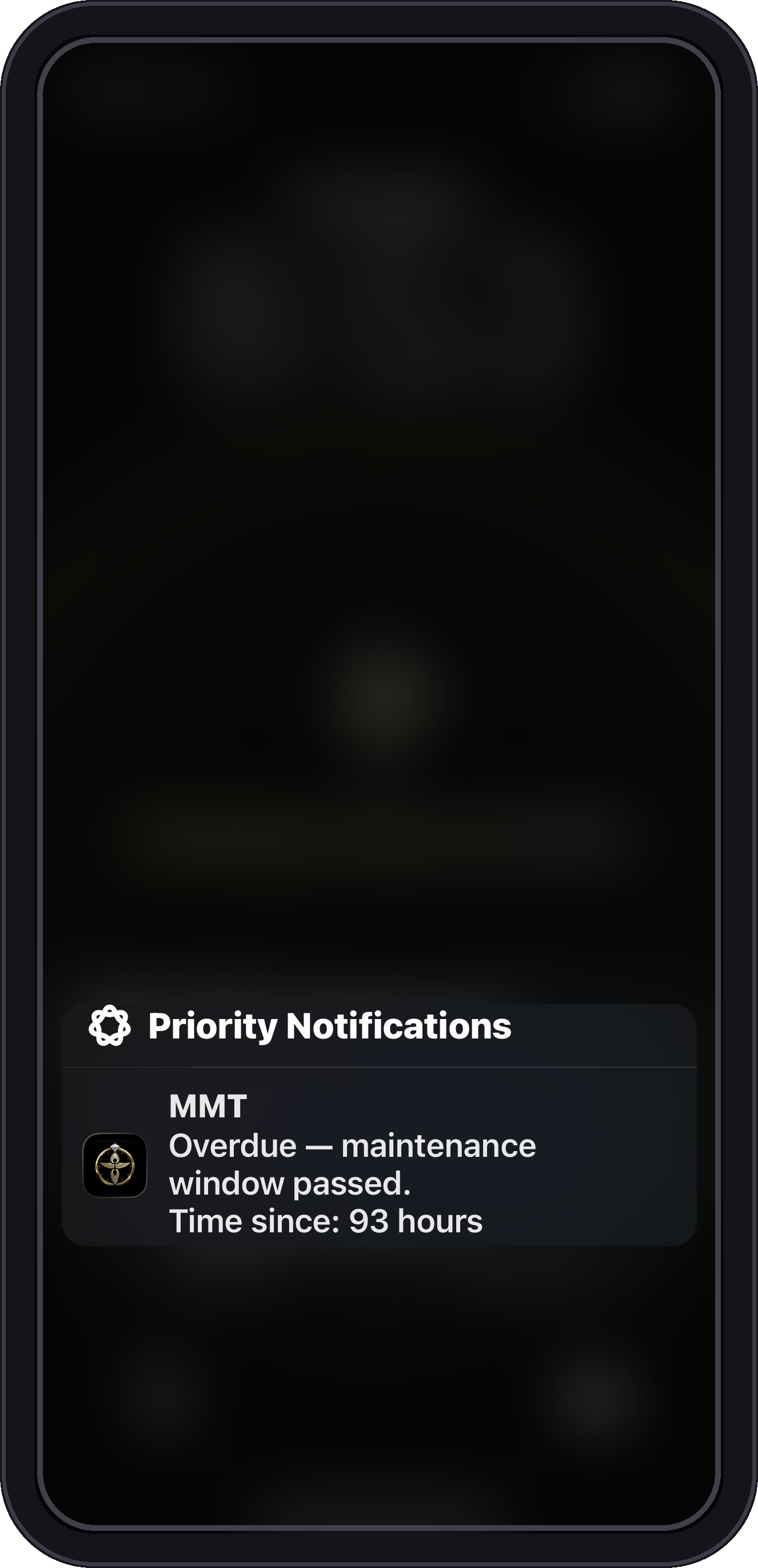 MMT overdue reminder notification on the lock screen